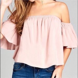 Wila Off the Shoulder Pink Flutter Top